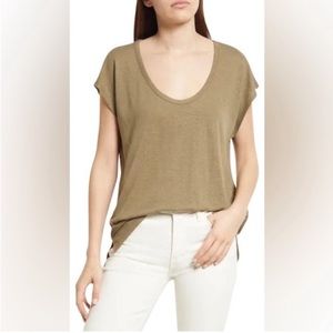 Madewell Linen-Blend U-Scoop Tee. Distant Surplus Color. Size Small, EUC